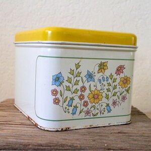 Vintage Floral Metal Storage Tin